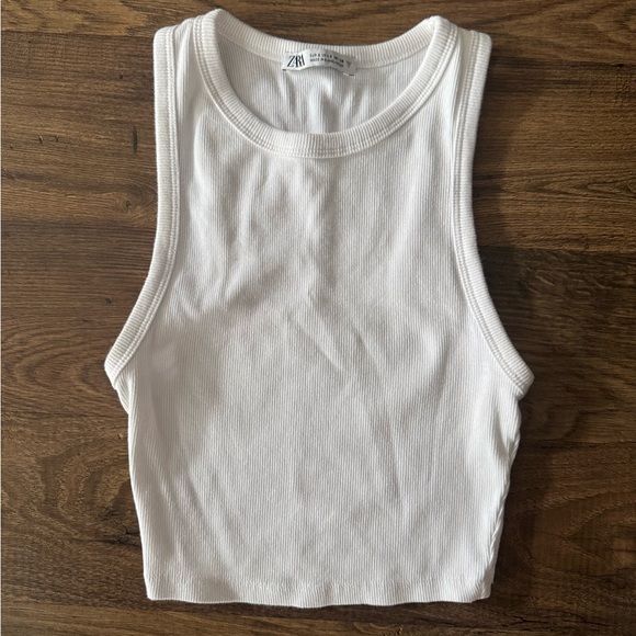 Zara Tops - Zara Ribbed Tank Top Cropped- White